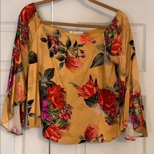 Alice & Olivia yellow off the shoulder blouse